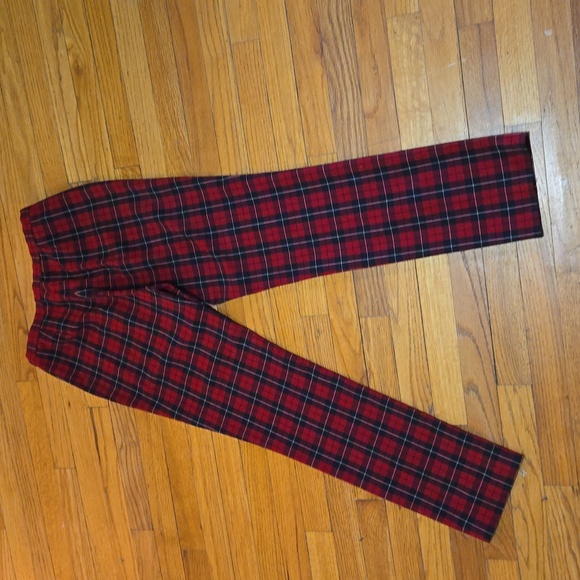 Jones New York straight leg red plaid slacks. - Picture 2 of 7